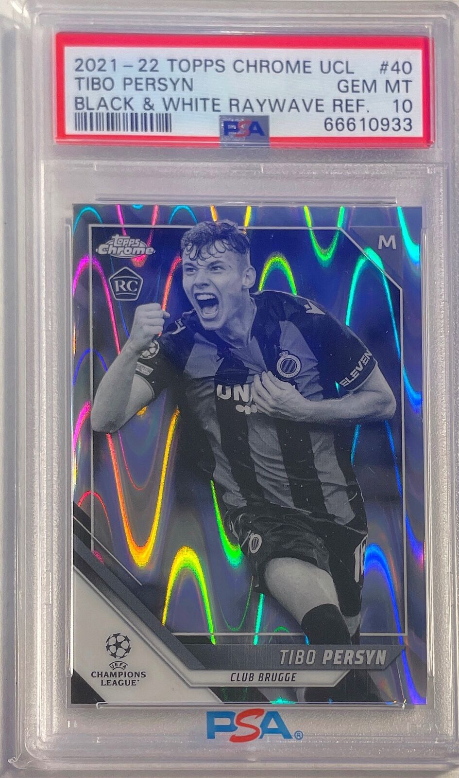TIBO PERSYN 2021 TOPPS CHROME BLACK WHITE RAYWAVE REFRACTOR RC 40 PSA 10 POP 1/1