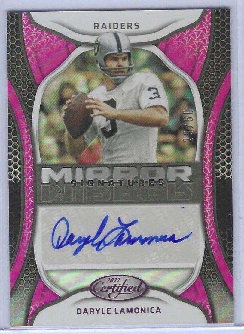 DARYLE LAMONICA 2022 PANINI CERTIFIED PINK FOIL MIRROR SIGNATURES AUTO #D 29/50
