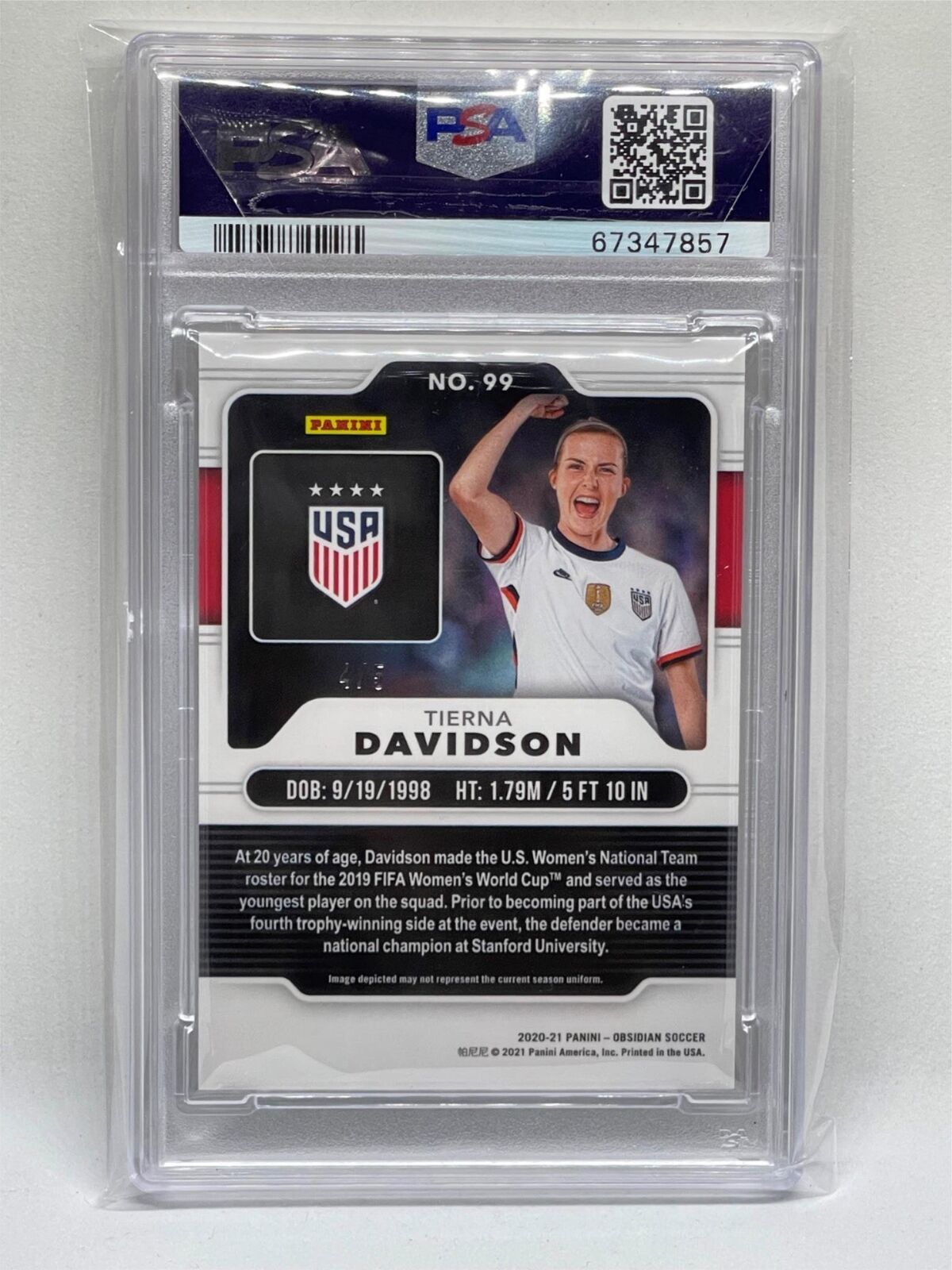 TIERNA DAVIDSON 2020-21 OBSIDIAN ELECTRIC ETCH RED RC #D 4/5 PSA 10 GEM POP 1/1