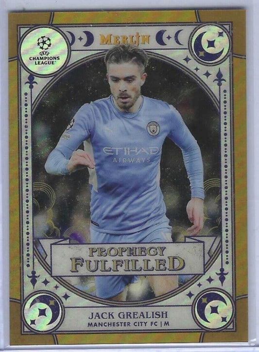 JACK GREALISH 2021-22 TOPPS MERLIN GOLD REFRACTOR PROPHECY FULFILLED #D /50