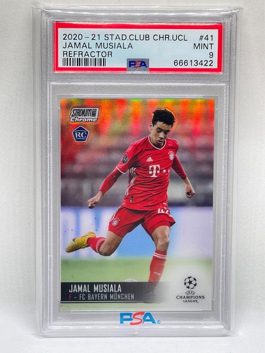 JAMAL MUSIALA 2020-21 TOPPS STADIUM CLUB CHROME REFRACTOR ROOKIE RC #41 PSA 9