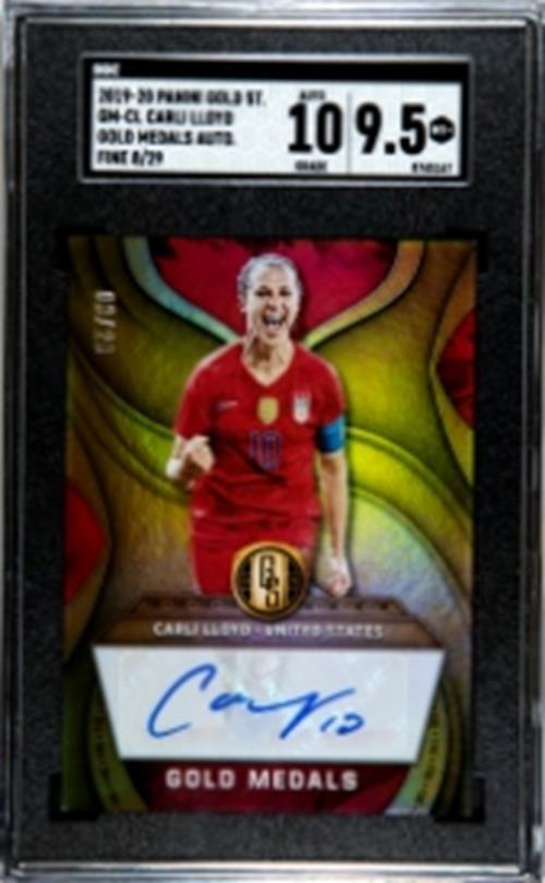 CARLI LLOYD 2019-20 GOLD STANDARD GOLD MEDALS FINE AUTO 8/29 SGC 9.5 10 POP 1/1