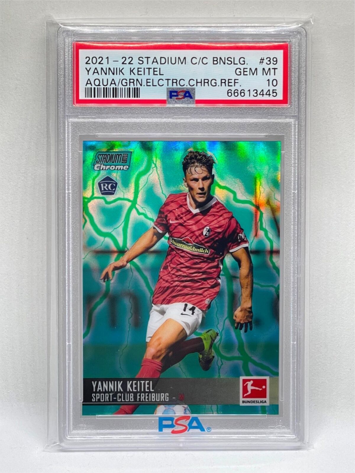 YANNIK KEITEL 2021 STADIUM CLUB CHROME AQUA GREEN REFRACTOR RC /175 PSA 10 POP 1