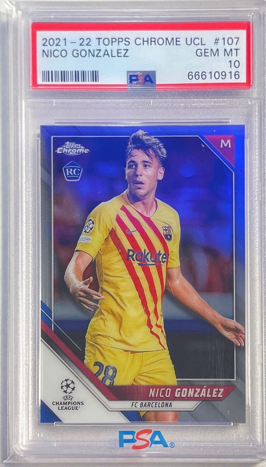 NICO GONZALEZ 2021-22 TOPPS CHROME UCL ROOKIE RC #107 PSA 10 GEM MINT POP 1/1