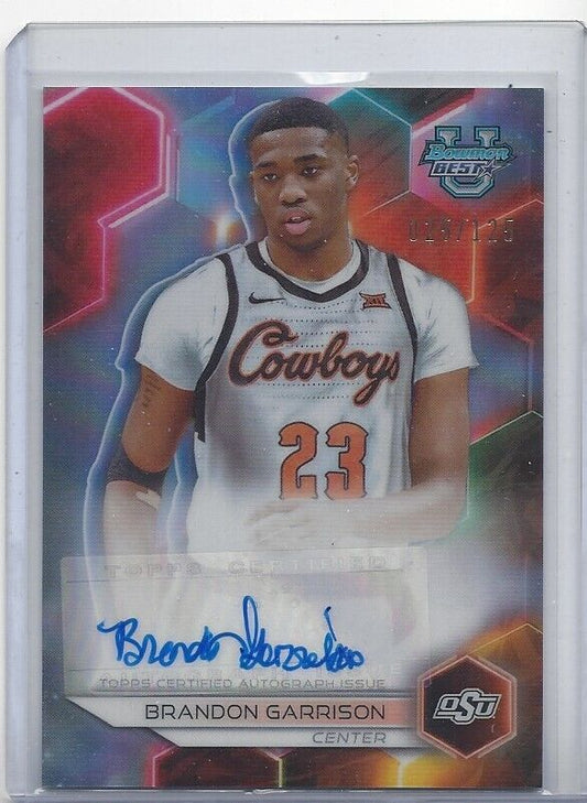 BRANDON GARRISON 2023 BOWMANS BEST UNIVERSITY OK ST REFRACTOR AUTO #D 25/125