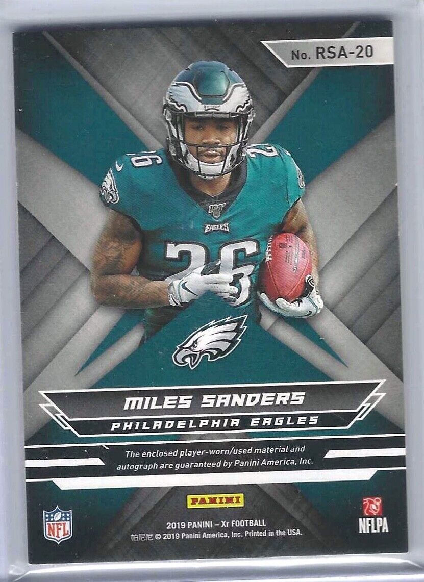 MILES SANDERS 2019 PANINI XR RED FOIL ROOKIE PATCH AUTO RC #D 18/75
