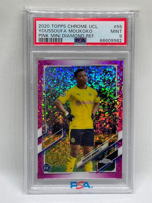 YOUSSOUFA MOUKOKO 2020 TOPPS CHROME PINK MINI DIAMOND REFRACTOR RC /175 PSA 9
