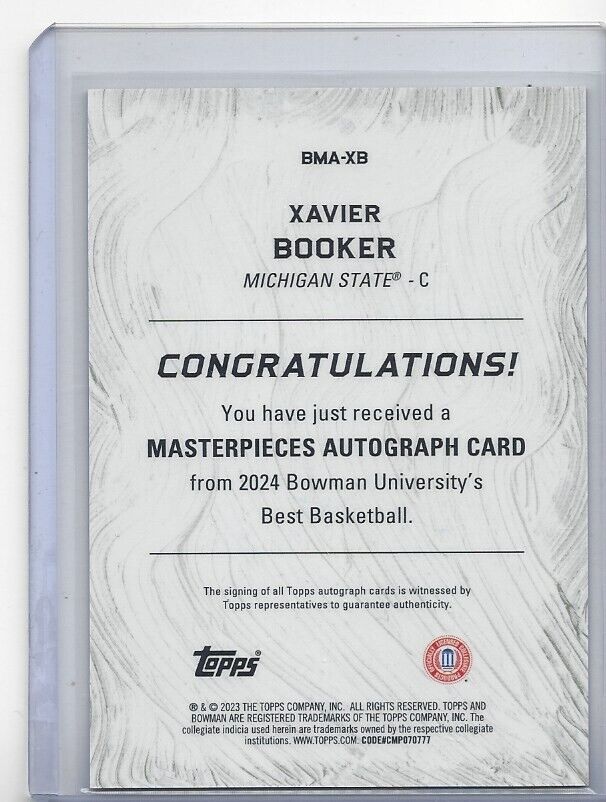XAVIER BOOKER 2023 BOWMANS BEST MASTERPIECES ORANGE GEOMETRIC REFRACTOR AUTO /25