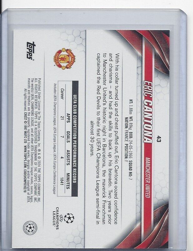 ERIC CANTONA 2023-24 TOPPS CLUB COMPETITIONS SP PHOTO VARIATION SHORT PRINT #43