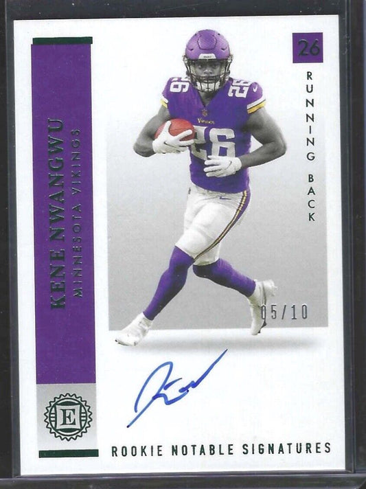 KENE NWANGWU 2021 PANINI ENCASED GREEN FOIL ROOKIE AUTO RC #D 05/10