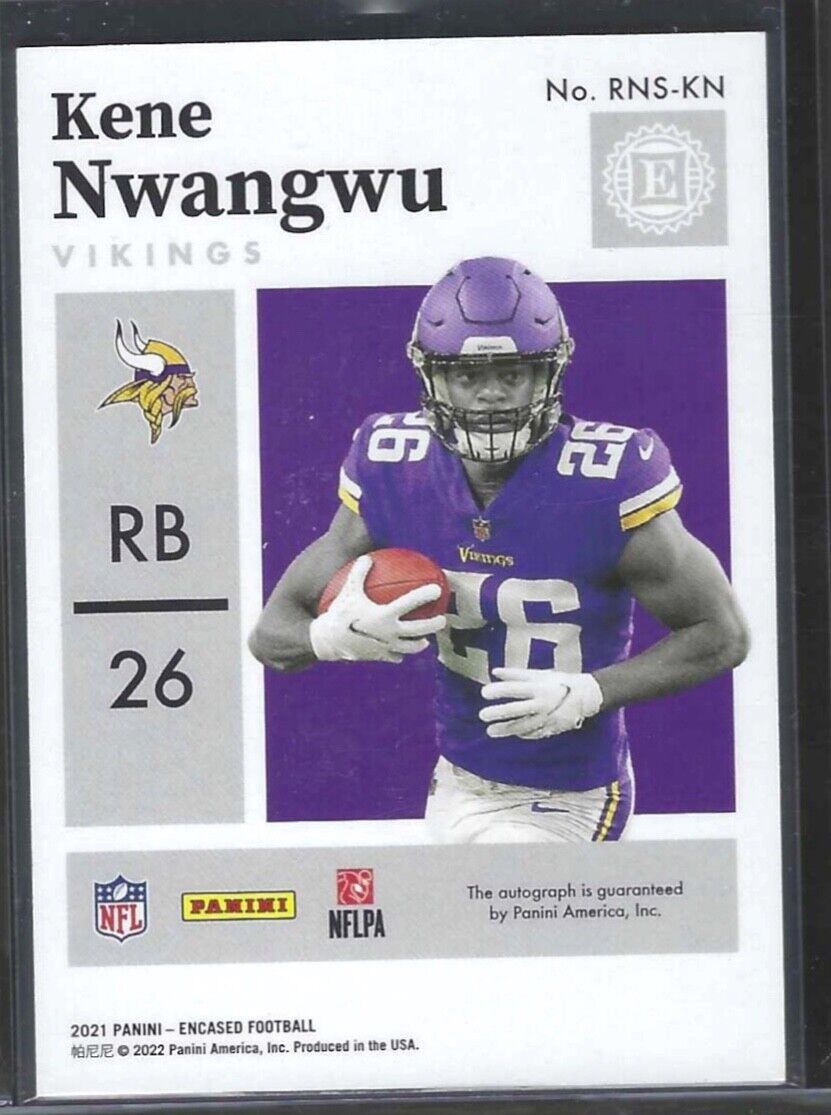 KENE NWANGWU 2021 PANINI ENCASED GREEN FOIL ROOKIE AUTO RC #D 05/10
