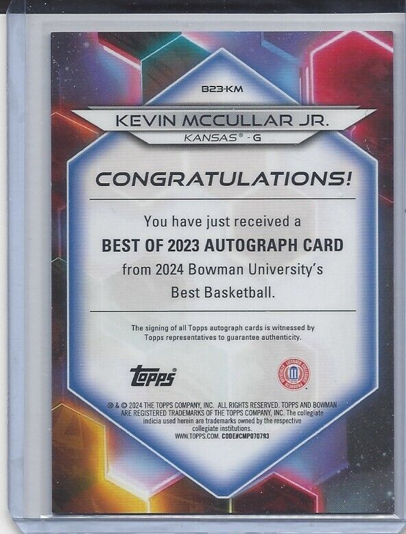 KEVIN MCCULLAR 2023 BOWMAN'S BEST UNIVERSITY ORANGE GEOMETRIC REFRACTOR AUTO /25