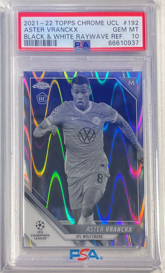 ASTER VRANCKX 2021 TOPPS CHROME BLACK WHITE RAYWAVE REFRACTOR RC 192 PSA 10 POP3