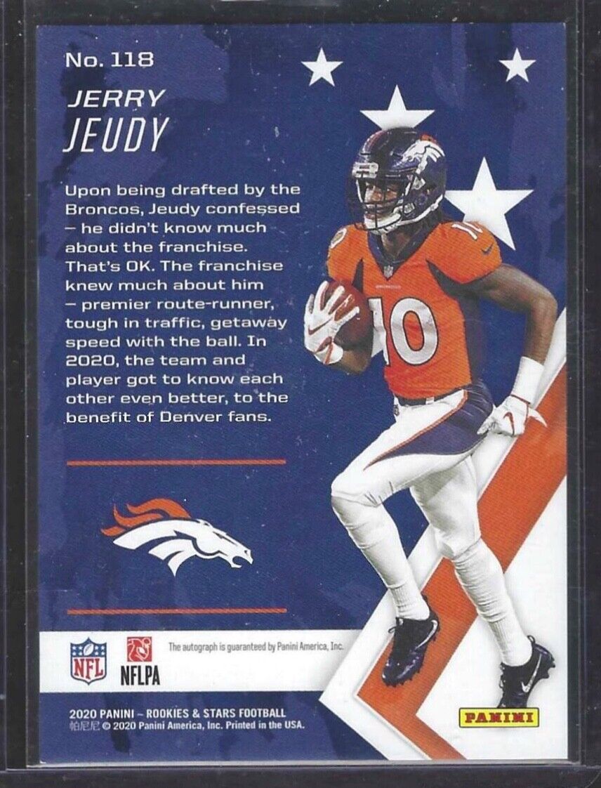 JERRY JUEDY 2020 PANINI ROOKIES AND STARS SILVER FOIL ROOKIE AUTO RC #D 37/99