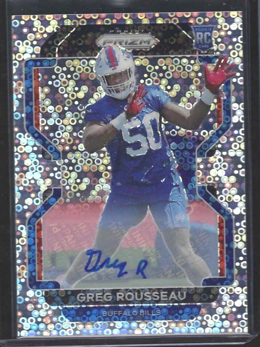 GREG ROUSSEAU 2021 PANINI PRIZM SILVER NO HUDDLE PRIZM ROOKIE AUTO RC #434