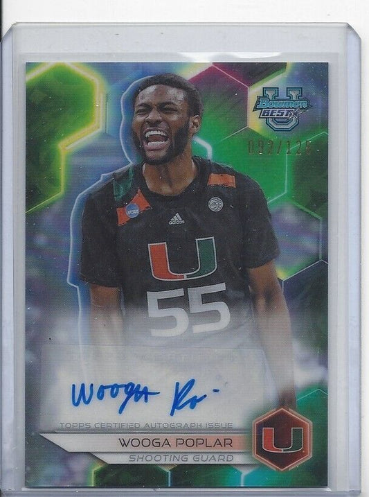 WOOGA POPLAR 2023 BOWMANS BEST UNIVERSITY MIAMI REFRACTOR AUTO #D 92/125