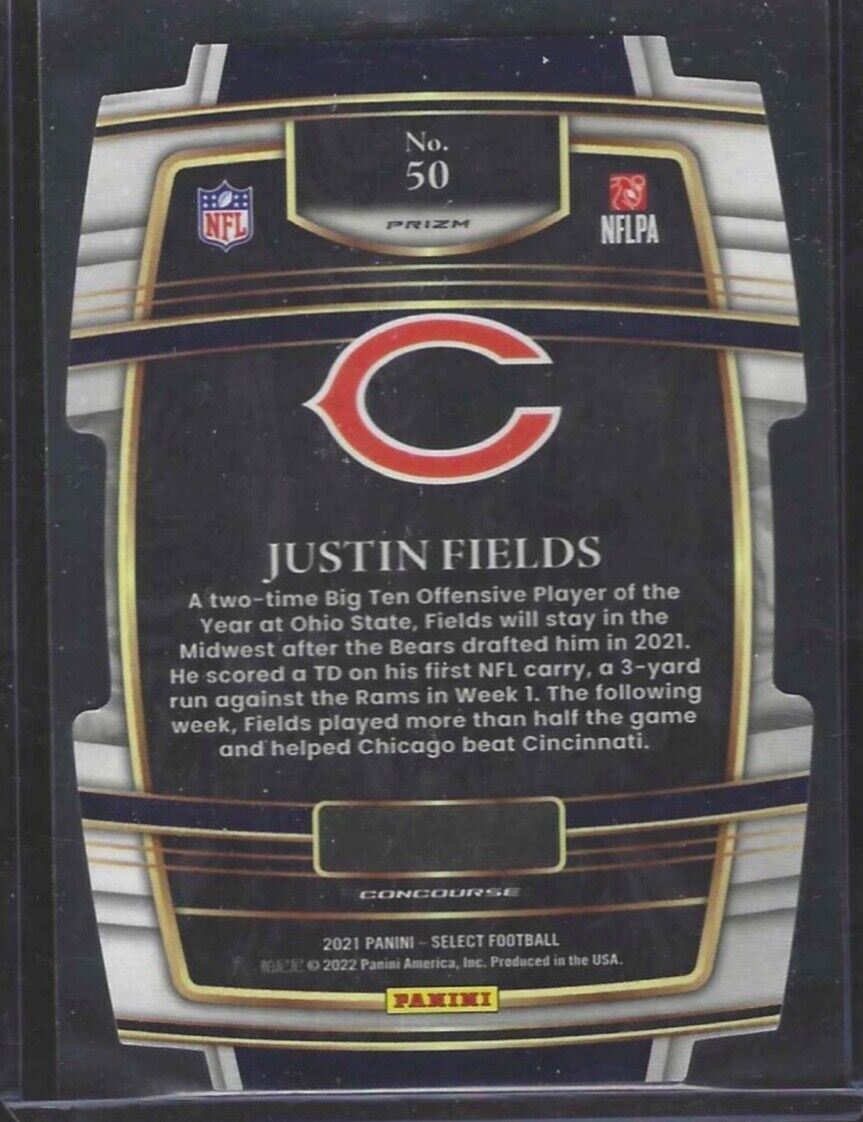 JUSTIN FIELDS 2021 PANINI SELECT CONCOURSE DIE CUT SILVER PRIZM ROOKIE RC #50