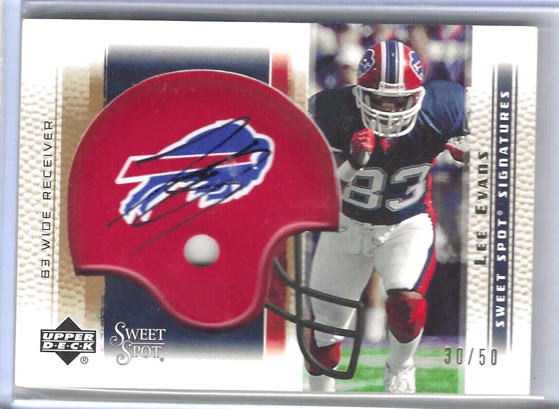 LEE EVANS 2005 UPPER DECK SWEET SPOT HELMET SIGNATURES GOLD AUTO #D 30/50