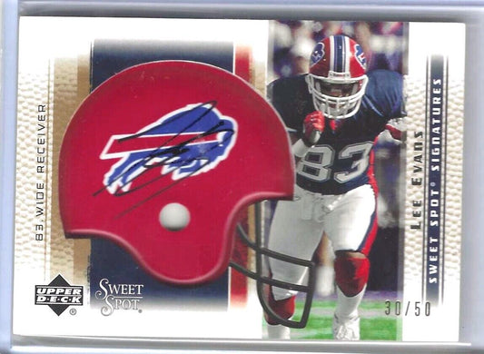 LEE EVANS 2005 UPPER DECK SWEET SPOT HELMET SIGNATURES GOLD AUTO #D 30/50