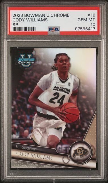 CODY WILLIAMS 2023 BOWMAN CHROME U PHOTO VARIATION SHORT PRINT #16 PSA 10 POP 3