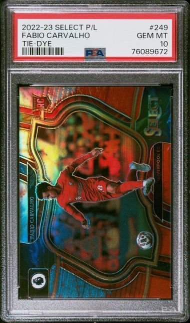 FABIO CARVALHO 2022-23 SELECT PREMIER LEAGUE TIE-DYE PRIZM RC 37/49 PSA 10 POP 4