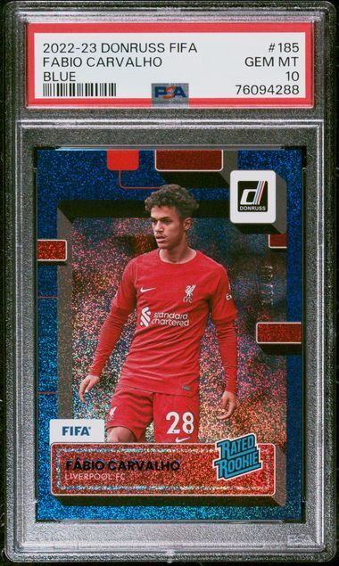 FABIO CARVALHO 2022-23 DONRUSS FIFA BLUE RATED ROOKIE RC 11/49 PSA 10 GEM POP 3