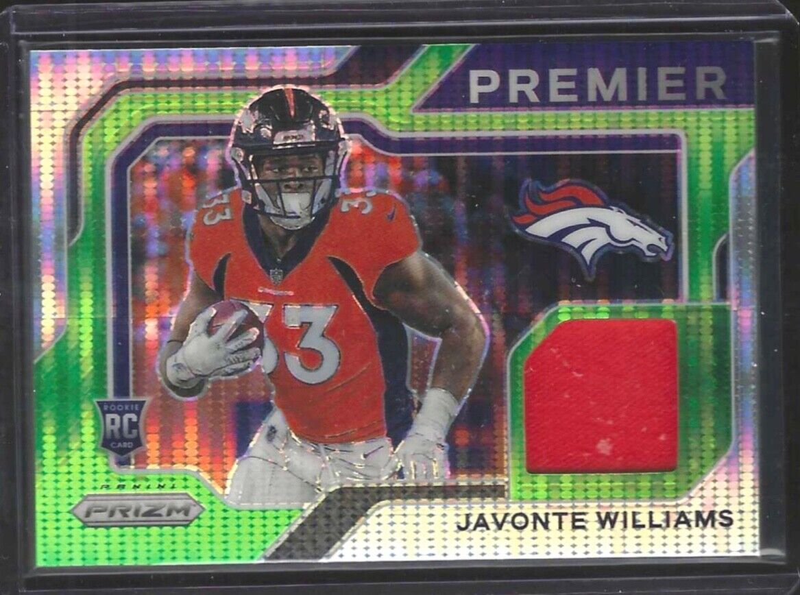 JAVONTE WILLIAMS 2021 PANINI PRIZM PREMIER GREEN PULSAR PRIZM PATCH RC #PJ-15