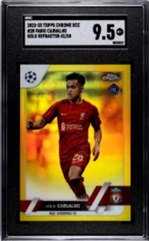 FABIO CARVALHO 2022-23 TOPPS CHROME GOLD REFRACTOR RC 42/50 SGC 9.5 POP 1/1