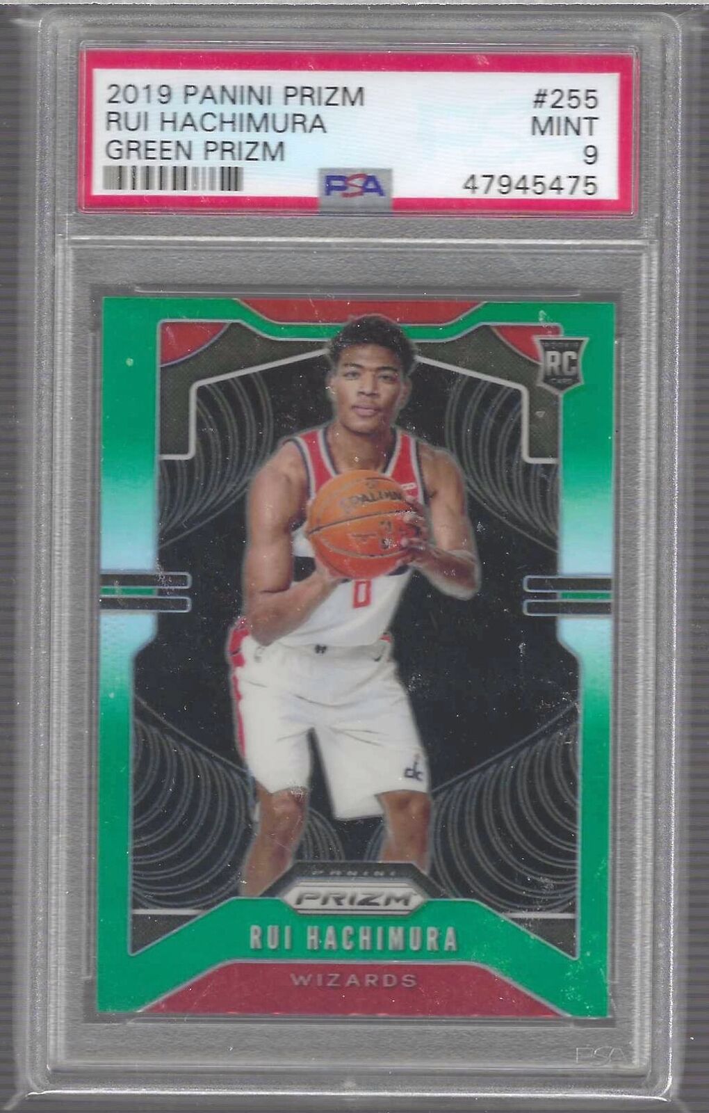 HUI HACHIMURA 2019 PANINI PRIZM GREEN PRIZM ROOKIE RC PSA 9 MINT