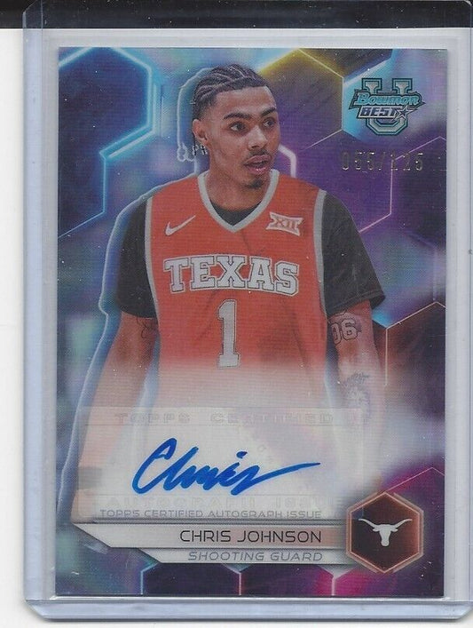 CHRIS JOHNSON 2023 BOWMANS BEST UNIVERSITY TEXAS REFRACTOR AUTO #D /125