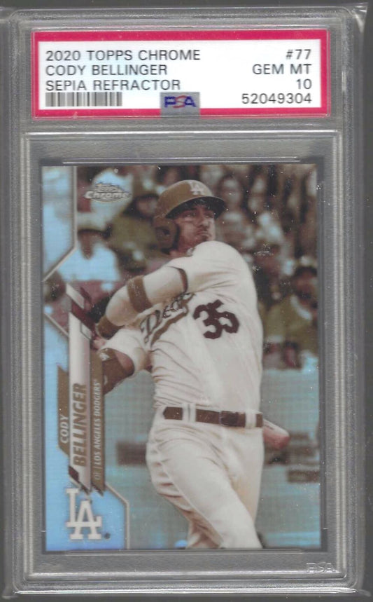 CODY BELLINGER 2020 TOPPS CHROME SEPIA REFRACTOR PSA 10 GEM MINT