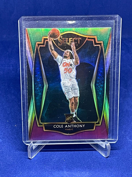 COLE ANTHONY 2020-21 PANINI SELECT PREMIER LEVEL PURPLE GREEN PRIZM RC #177