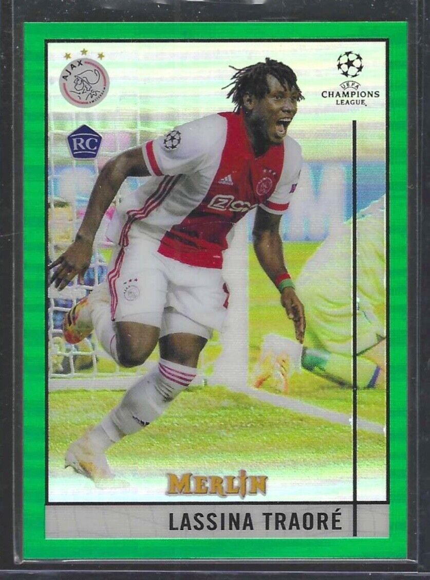 LASSINA TRAORE 2020-21 TOPPS MERLIN UEFA GREEN REFRACTOR ROOKIE RC #D 30/99
