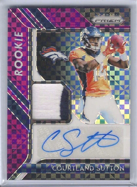 COURTLAND SUTTON 2018 PANINI PRIZM PURPLE POWER ROOKIE PATCH AUTO RC #D 34/50