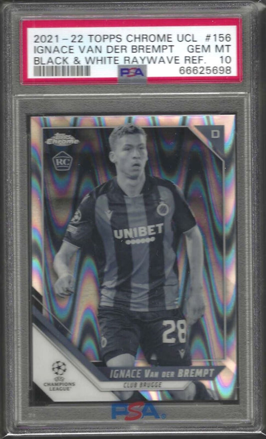 IGNACE VAN DER BREMPT 2021 TOPPS CHROME BLACK WHITE RAYWAVE REFRACTOR RC PSA 10
