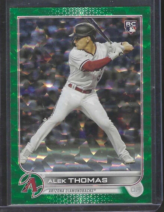 ALEK THOMAS 2022 TOPPS UPDATE SERIES GREEN CRACKED ICY FOIL ROOKIE RC #D 141/499