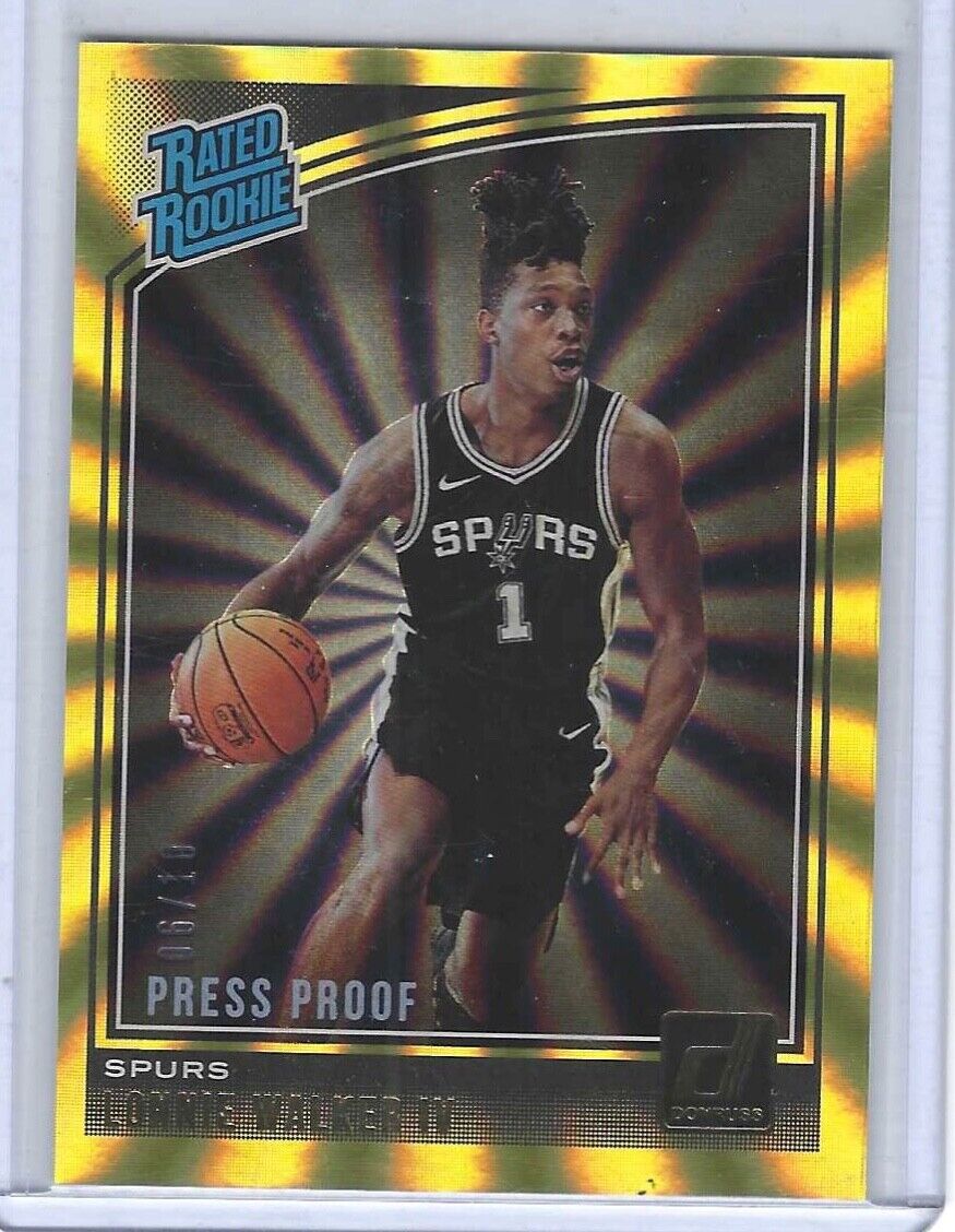 LONNIE WALKER IV 2018-19 PANINI DONRUSS GOLD LASER PRESS PROOF RC #D 06/10
