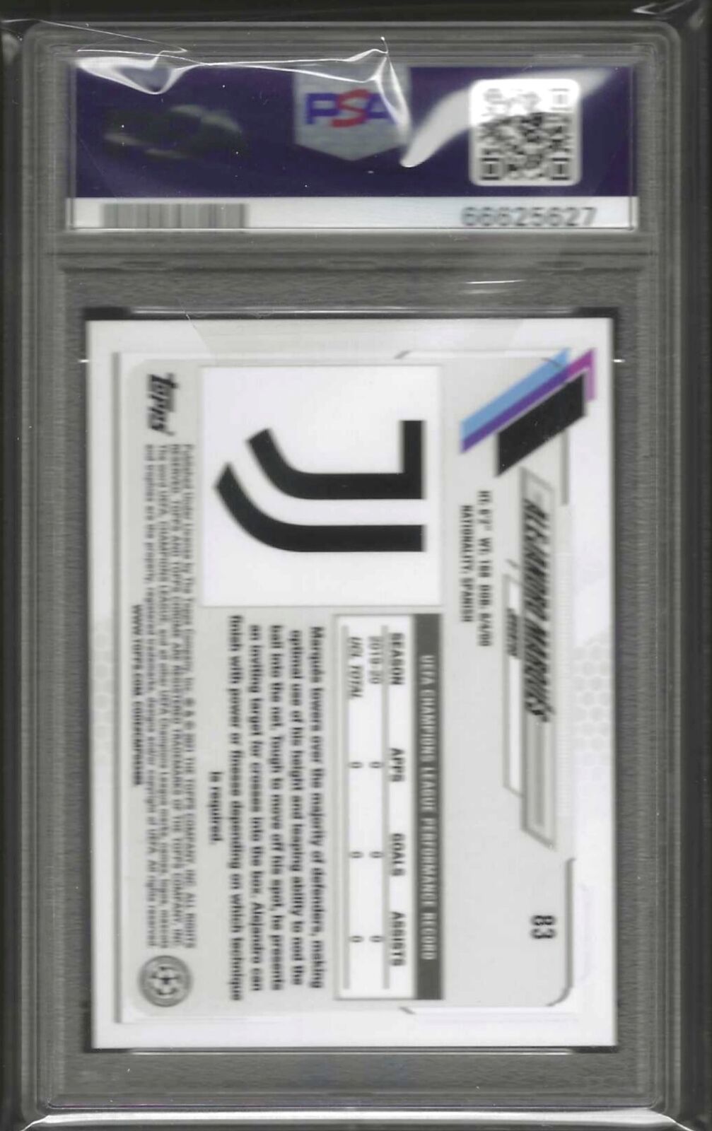 ALEJANDRO MARQUES 2020-21 TOPPS CHROME SPECKLE REFRACTOR RC #83 PSA 10 GEM POP 2