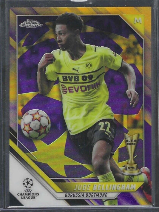 JUDE BELLINGHAM 2021-22 TOPPS CHROME GOLD AND PURPLE STARBALL REFRACTOR SP #58