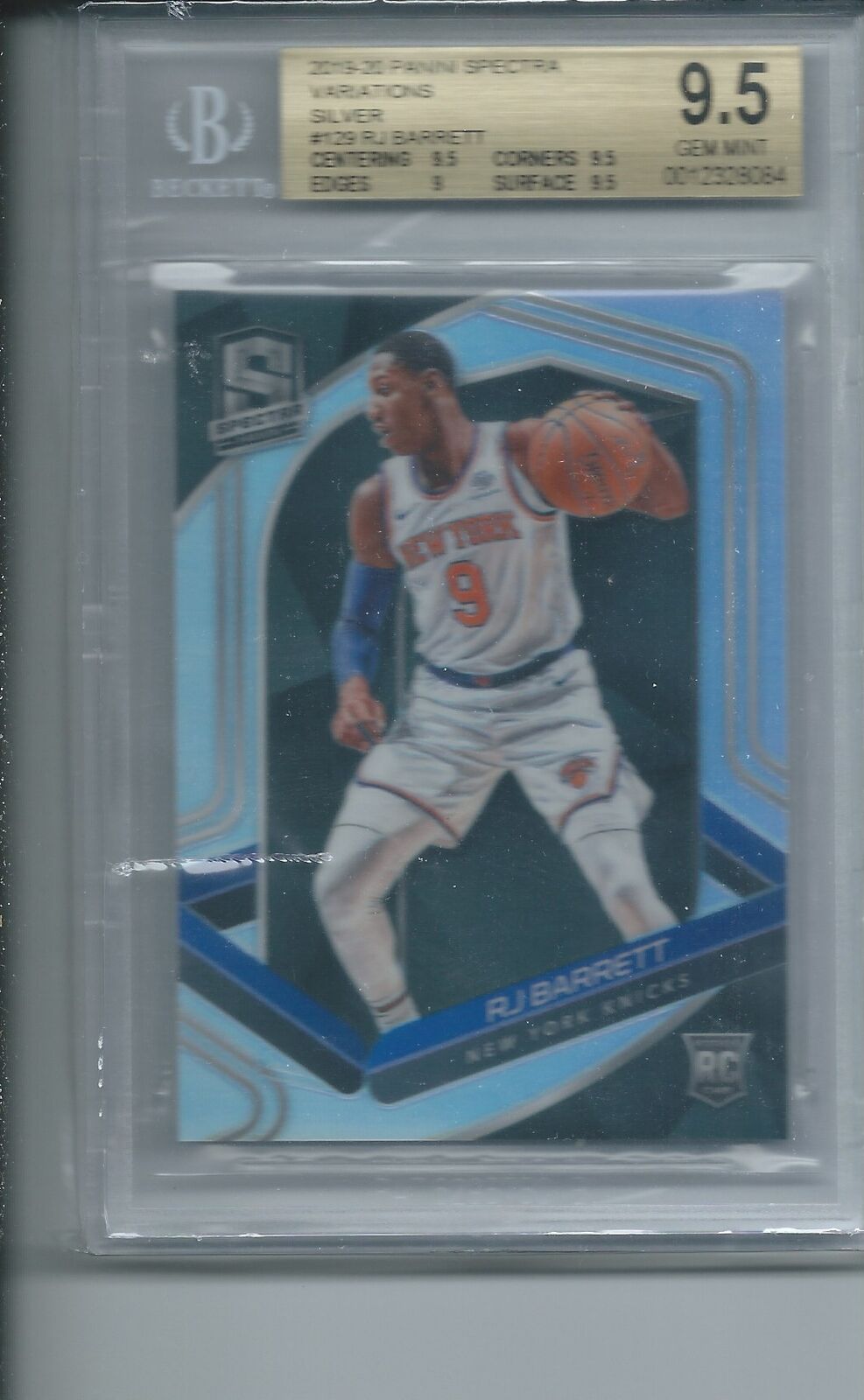 RJ BARRETT 2019-20 PANINI SPECTRA VARIATIONS SILVER PRIZM RC #129 BGS 9.5 POP 4