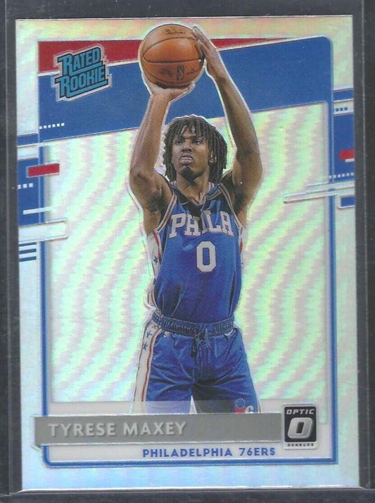 TYRESE MAXEY 2020-21 PANINI DONRUSS OPTIC SILVER HOLO PRIZM RATED ROOKIE RC #171