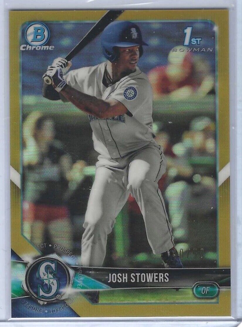JOSH STOWERS 2018 BOWMAN CHROME DRAFT GOLD REFRACTOR 1ST PROSPECT #D 40/50