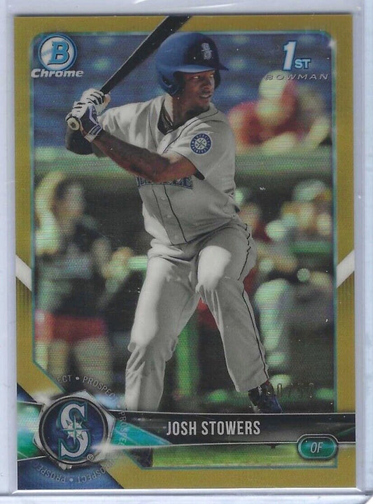 JOSH STOWERS 2018 BOWMAN CHROME DRAFT GOLD REFRACTOR 1ST PROSPECT #D 40/50