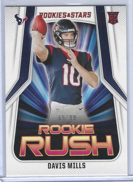 DAVIS MILLS 2021 PANINI ROOKIES AND STARS ORANGE FOIL ROOKIE RUSH RC #D 65/99