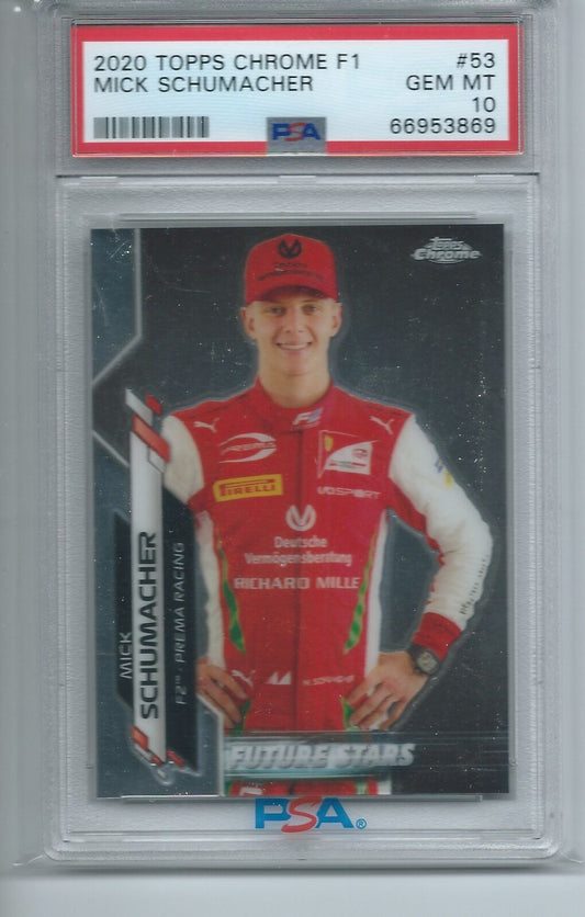 MICK SCHUMACHER 2020 TOPPS CHROME FORMULA 1 F1 FUTURE STARS #53 PSA 10 GEM MINT