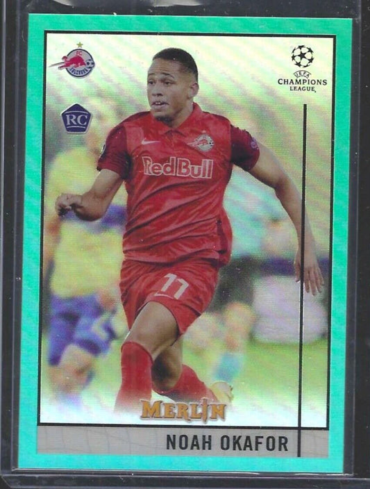 NOAH OKAFOR 2020-21 TOPPS MERLIN UEFA AQUA REFRACTOR ROOKIE RC #D 171/199