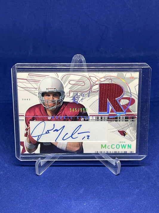 JOSH MCCOWN 2002 SPX ROOKIE STARS JERSEY AUTO RC #D 545/999