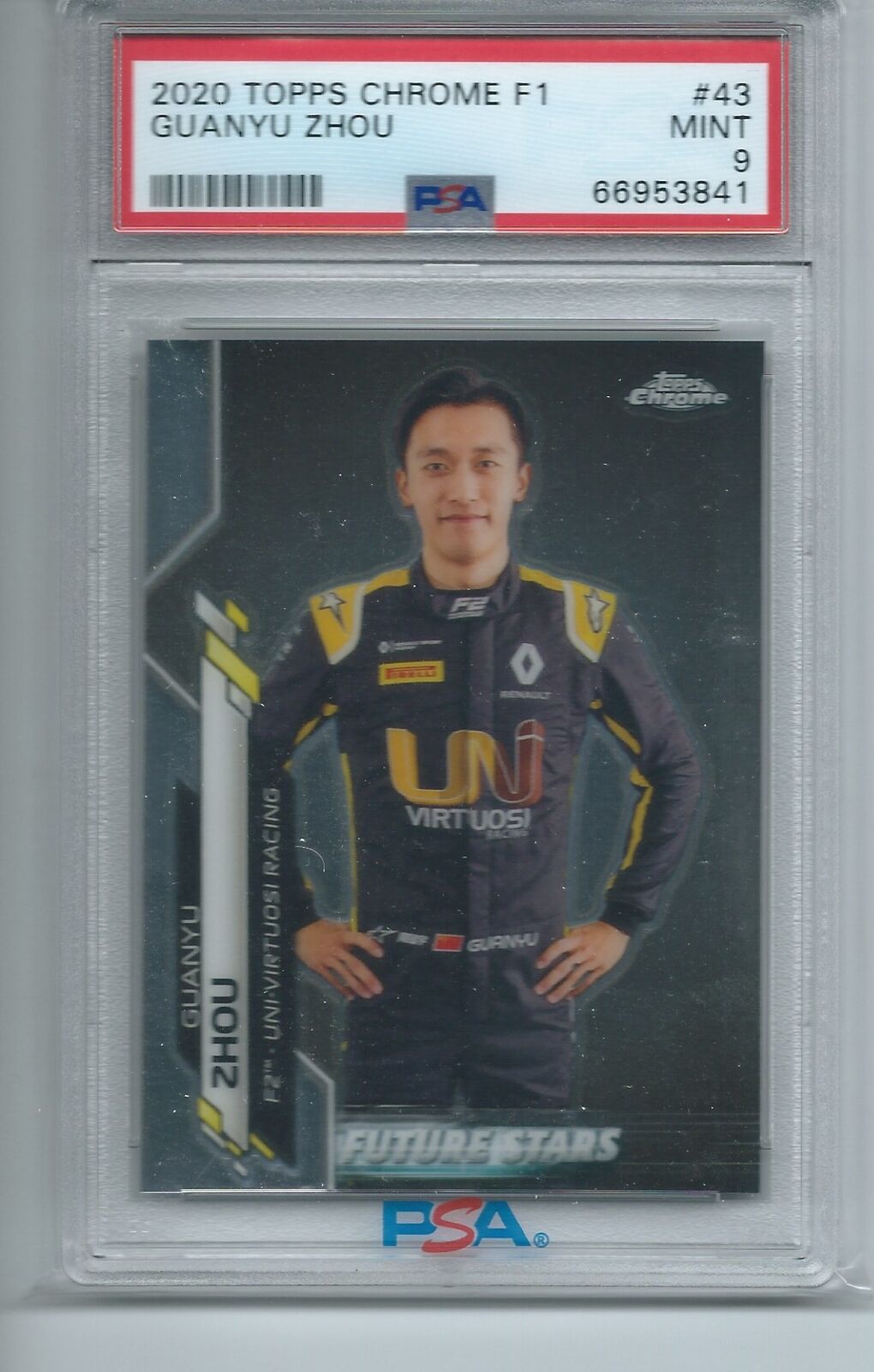 GUANYU ZHOU 2020 TOPPS CHROME FORMULA ONE F1 FUTURE STARS #43 PSA 9 MINT