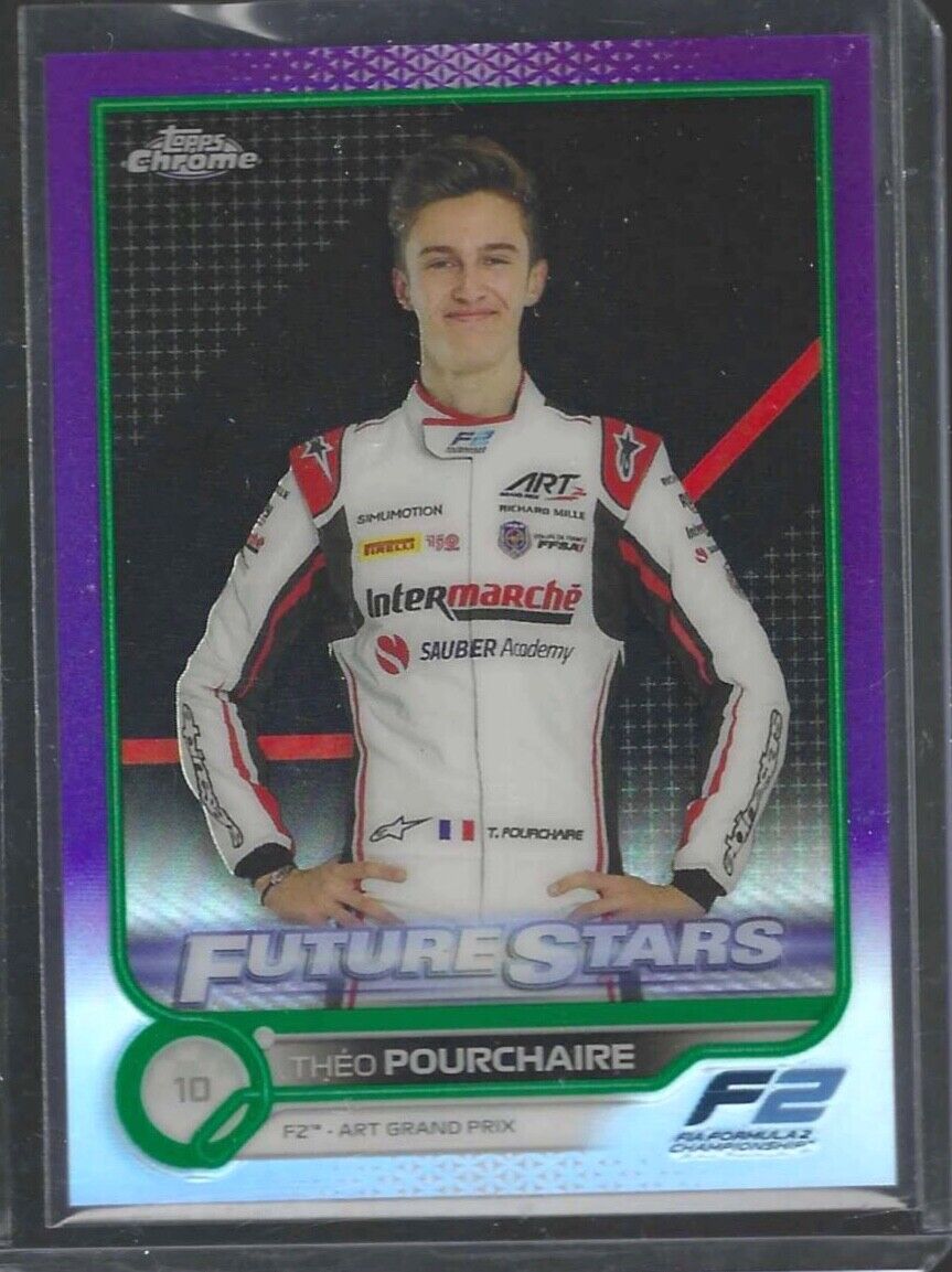 THEO POURCHAIRE 2022 TOPPS F1 CHROME PURPLE GREEN REFRACTOR FUTURE STARS #86