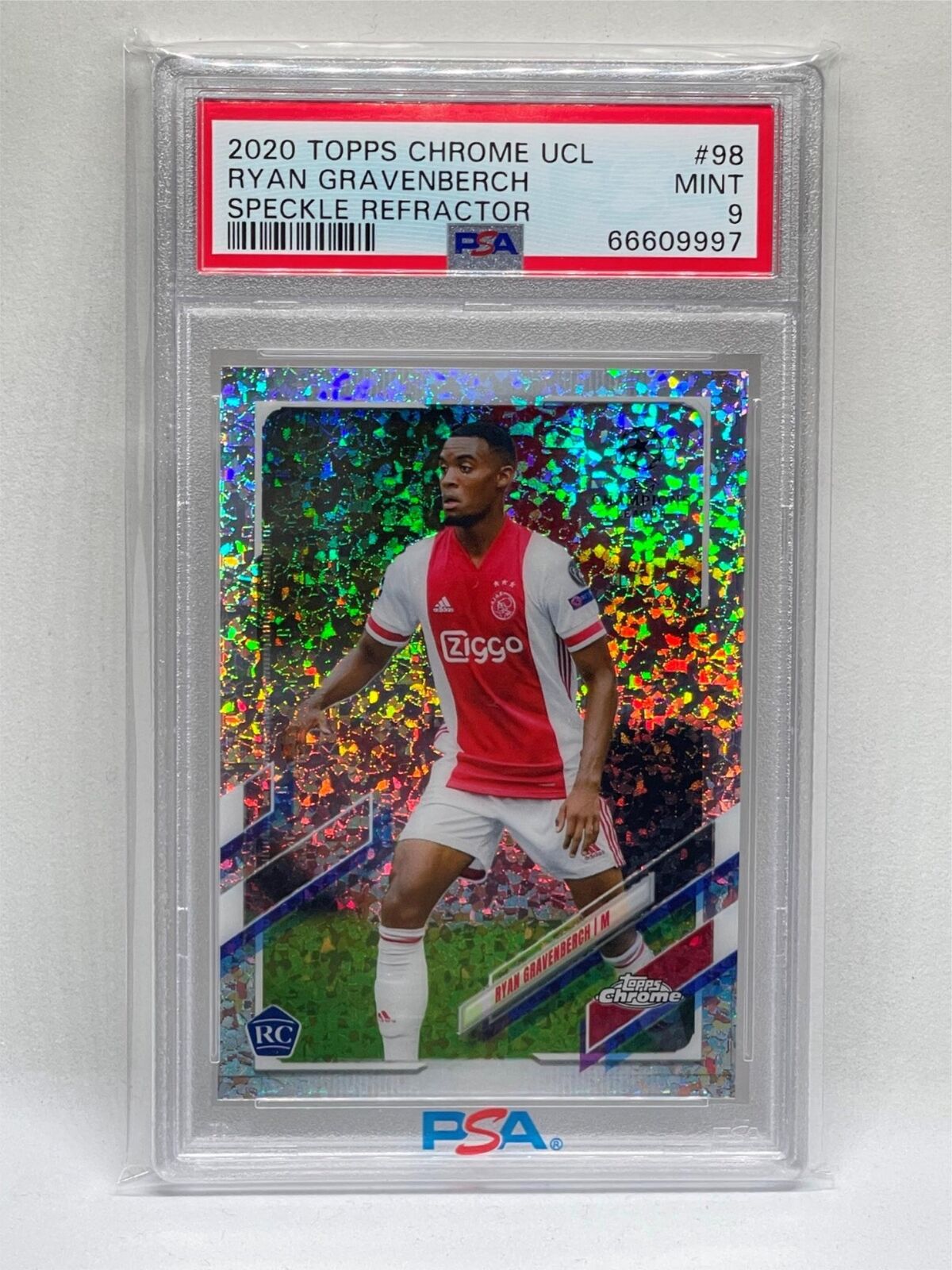 RYAN GRAVENBACH 2020 TOPPS CHROME UCL SPECKLE REFRACTOR ROOKIE RC 98 PSA 9 POP 8